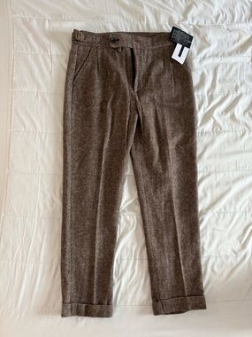 Men's Classic Brown Wool-Blend Trousers